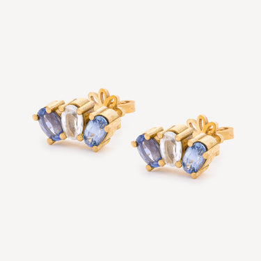 Boucles d'Oreilles Dumom Saphirs Bleus et Blancs