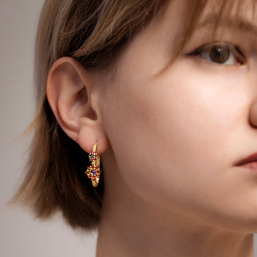 Boucle d'Oreille Medium Daisy Oval Red Blossom