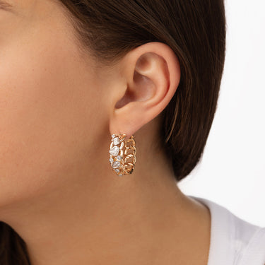 Créole Scattered Diamonds With Heart Or Rose