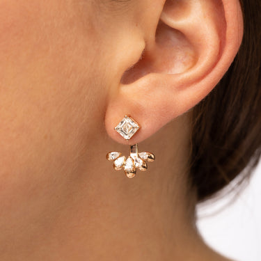 Boucle d'Oreille Larmes Asscher Pear Or Rose