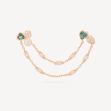 Boucle d'Oreille Double Pierced Two Chains Or Rose