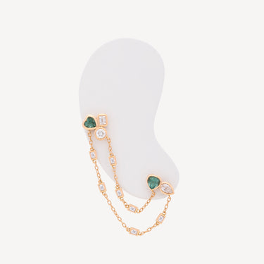 Boucle d'Oreille Double Pierced Two Chains Or Rose