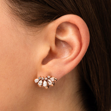 Puce d'Oreille Larmes Asscher Pear Or Rose