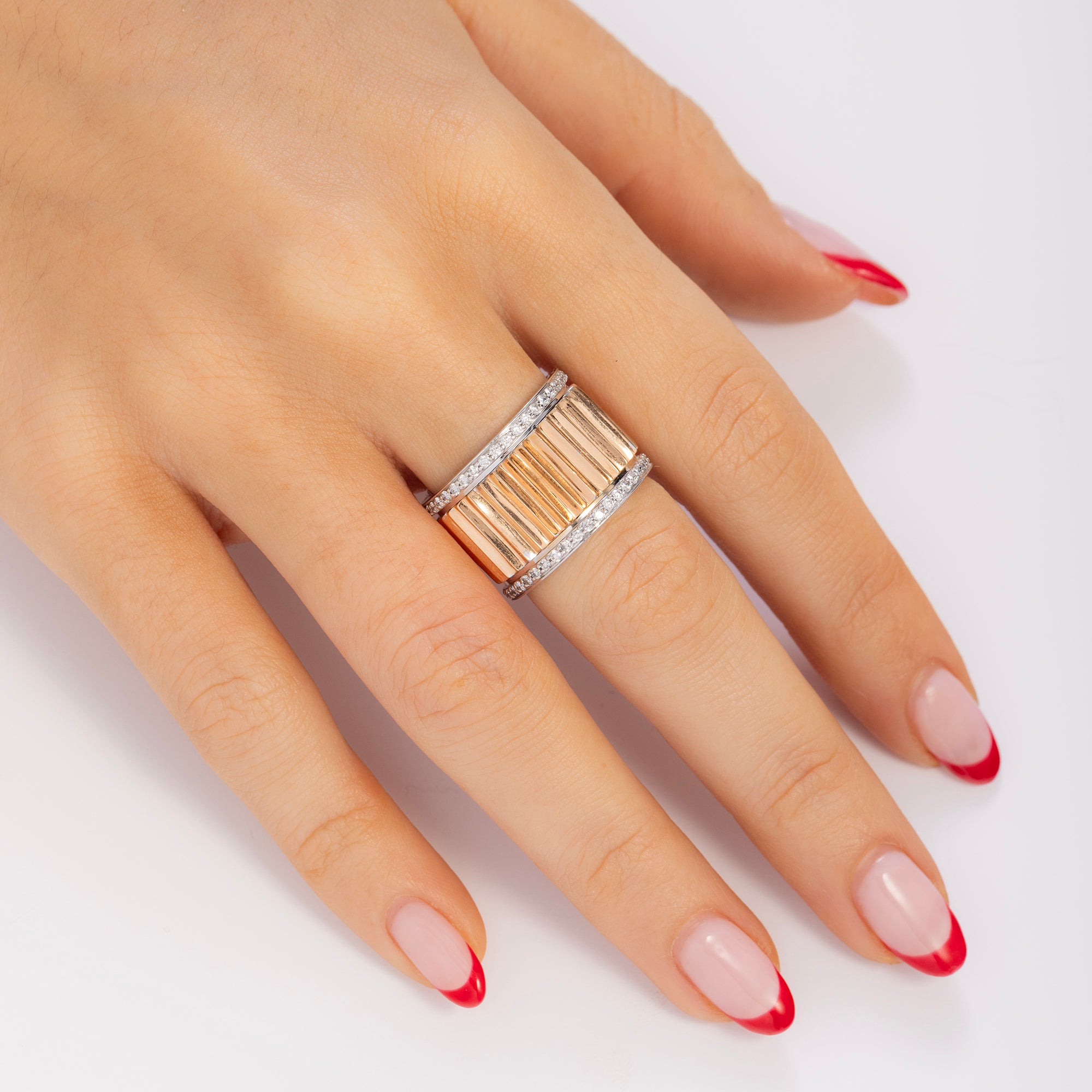 Bague Clive Two Tone Diamond Fluted Band