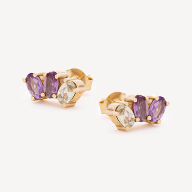 Boucles d'Oreilles Dumom Saphirs Violets et Blancs