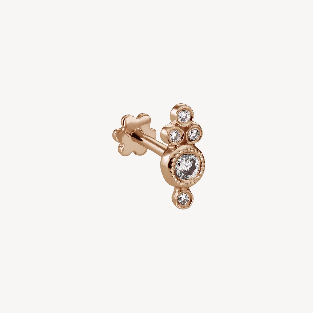 Boucle d'oreille Stud Five Diamond Trinity Threaded Or rose