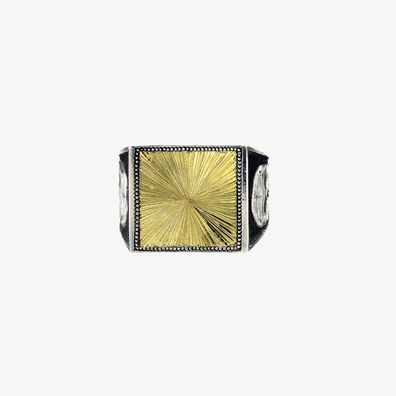 Signet Ring Art Deco Yellow Gold and Silver