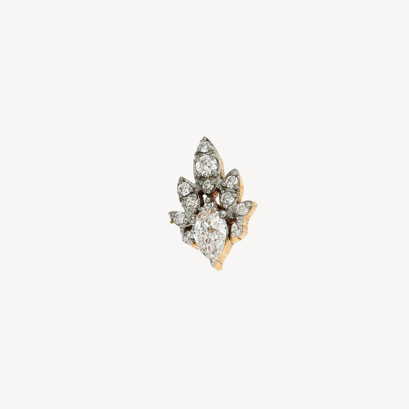 Cleopatra in Pear and White Diamond Stud 