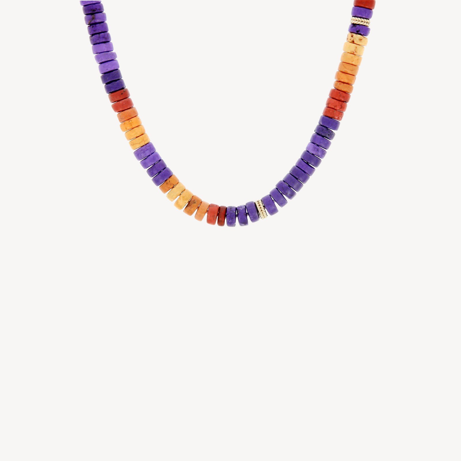 Collier Perles Violettes, Rouges et Oranges