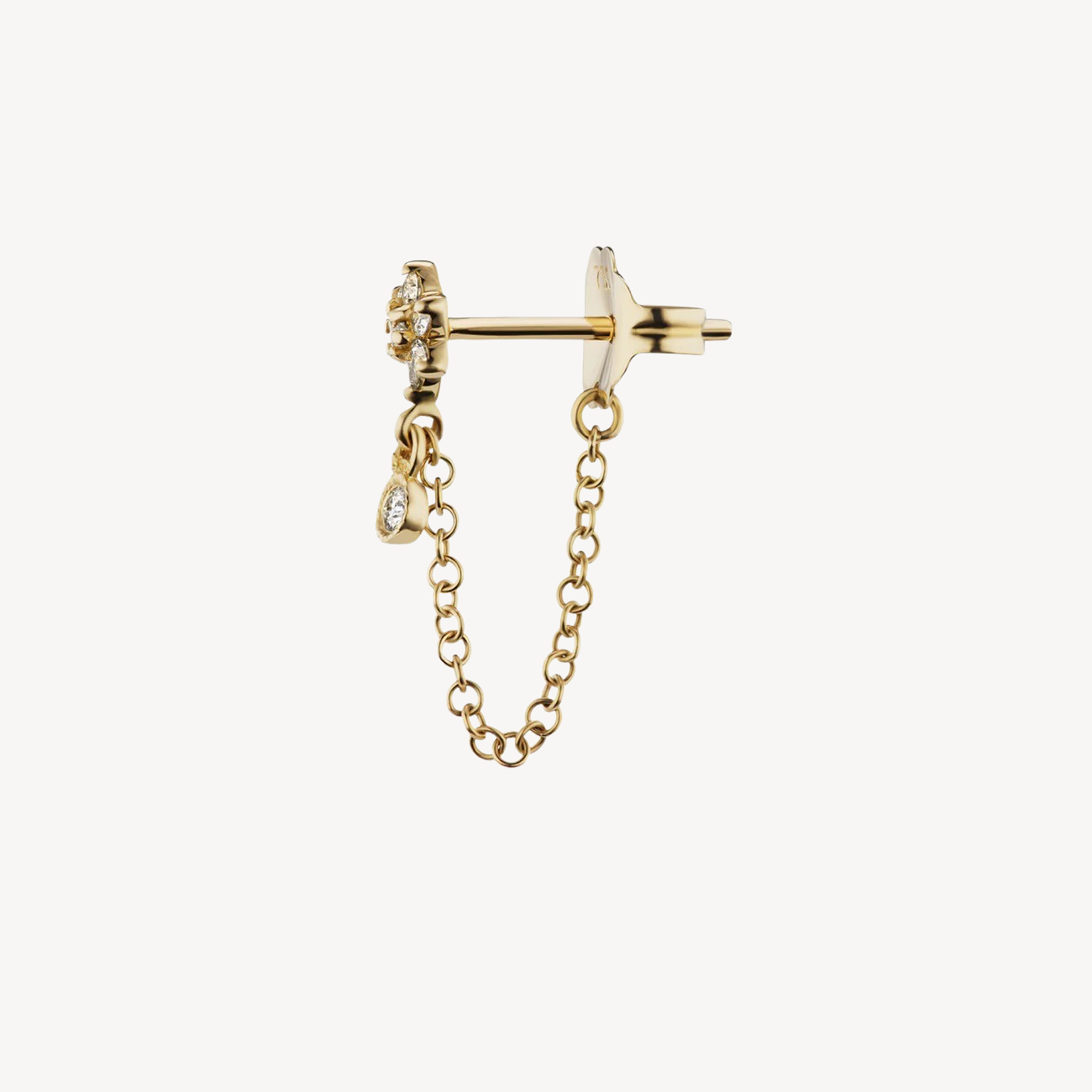 Star Enchained Yellow Gold Earring