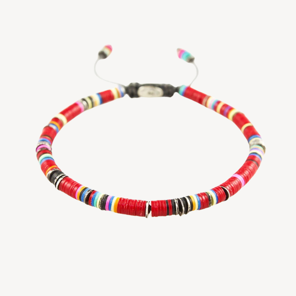 African Vinyl Oxidized Red Discs Bracelet