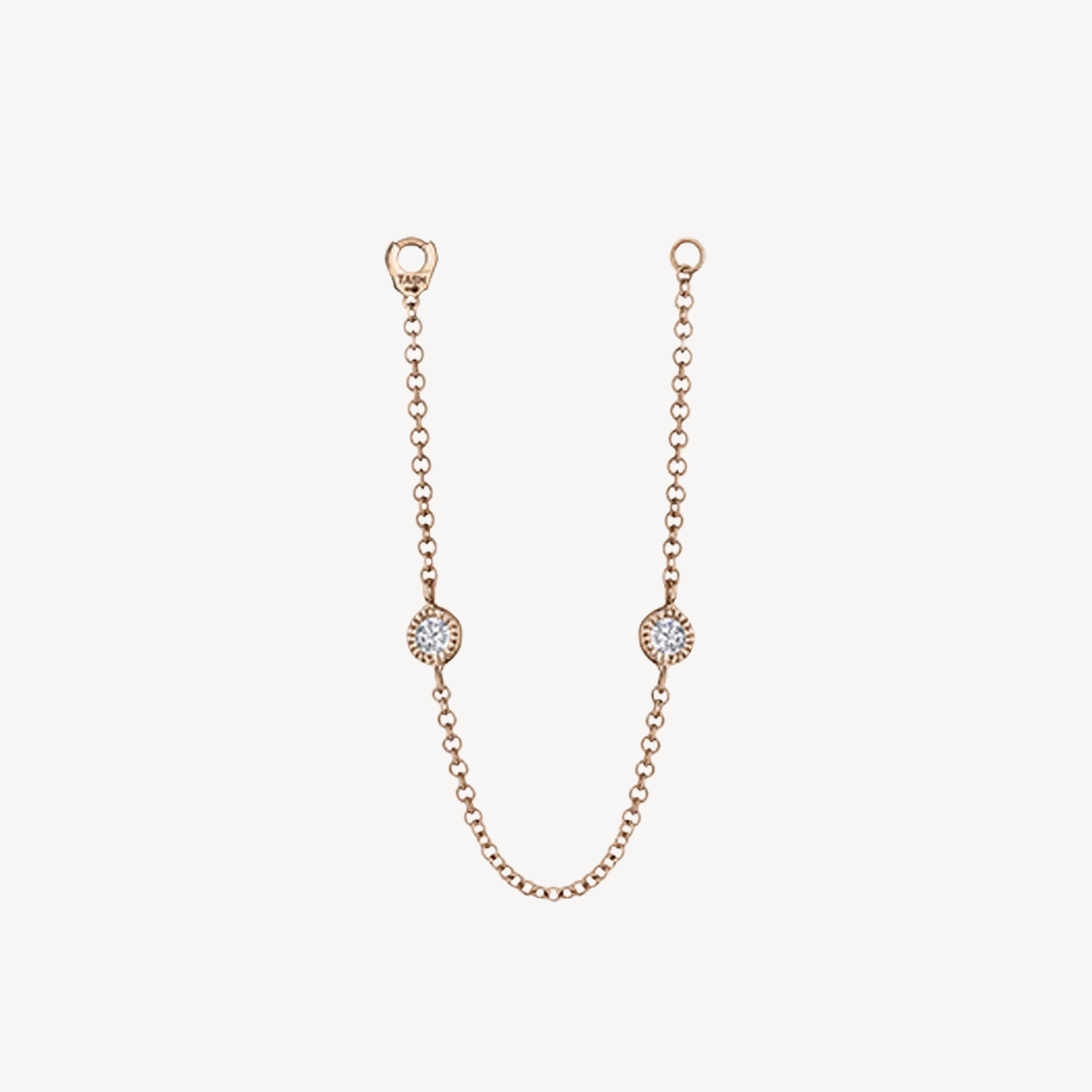 Charm Double Scallop Set Diamond Chain Connecting Or Rose