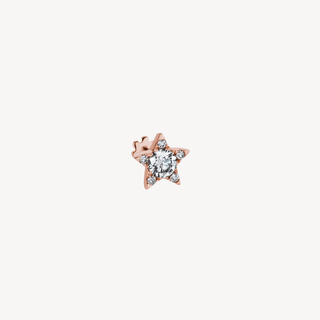 Boucle d'oreille Stud Diamond Star Threaded Or Rose
