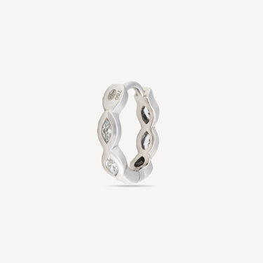 Piercing Créole 9.5mm Or Blanc Diamants Marquise 3x2mm