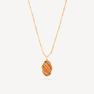Collier Uova Améthyste Email Or Jaune