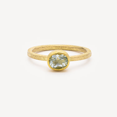 Faceted Aquamarine Oval Square Ring