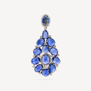 Boucle d'Oreille Diamant Saphir Bleu