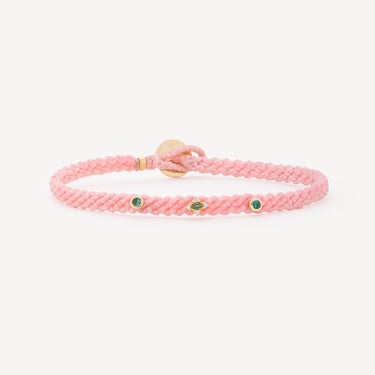 Bracelet Emerald Amulet Studded Macrame Cadillac Pink