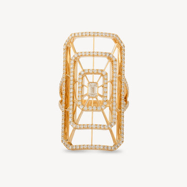 Ardente Rechteckring aus Gelbgold mit Diamanten