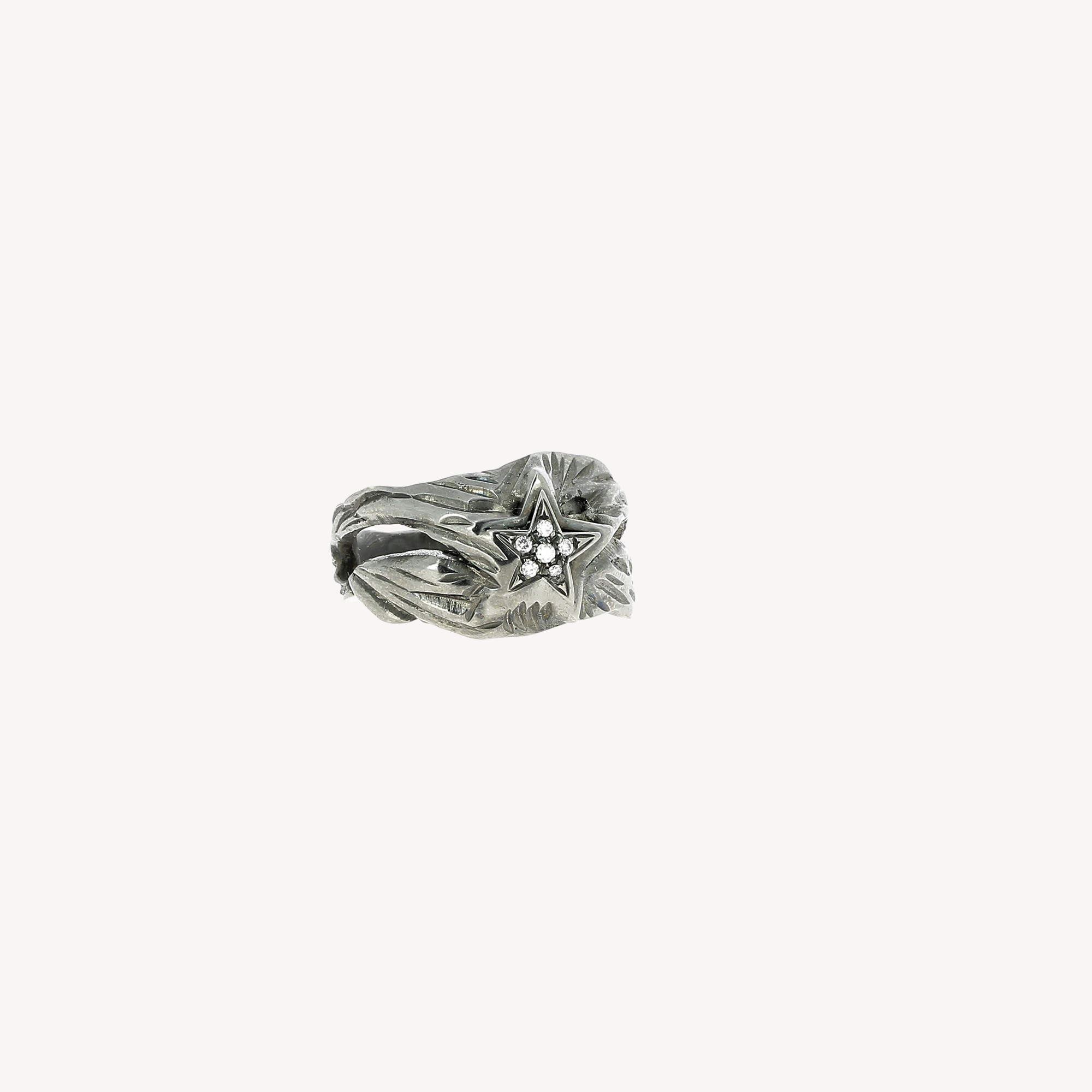 Gold and Silver Diamond Star Ring