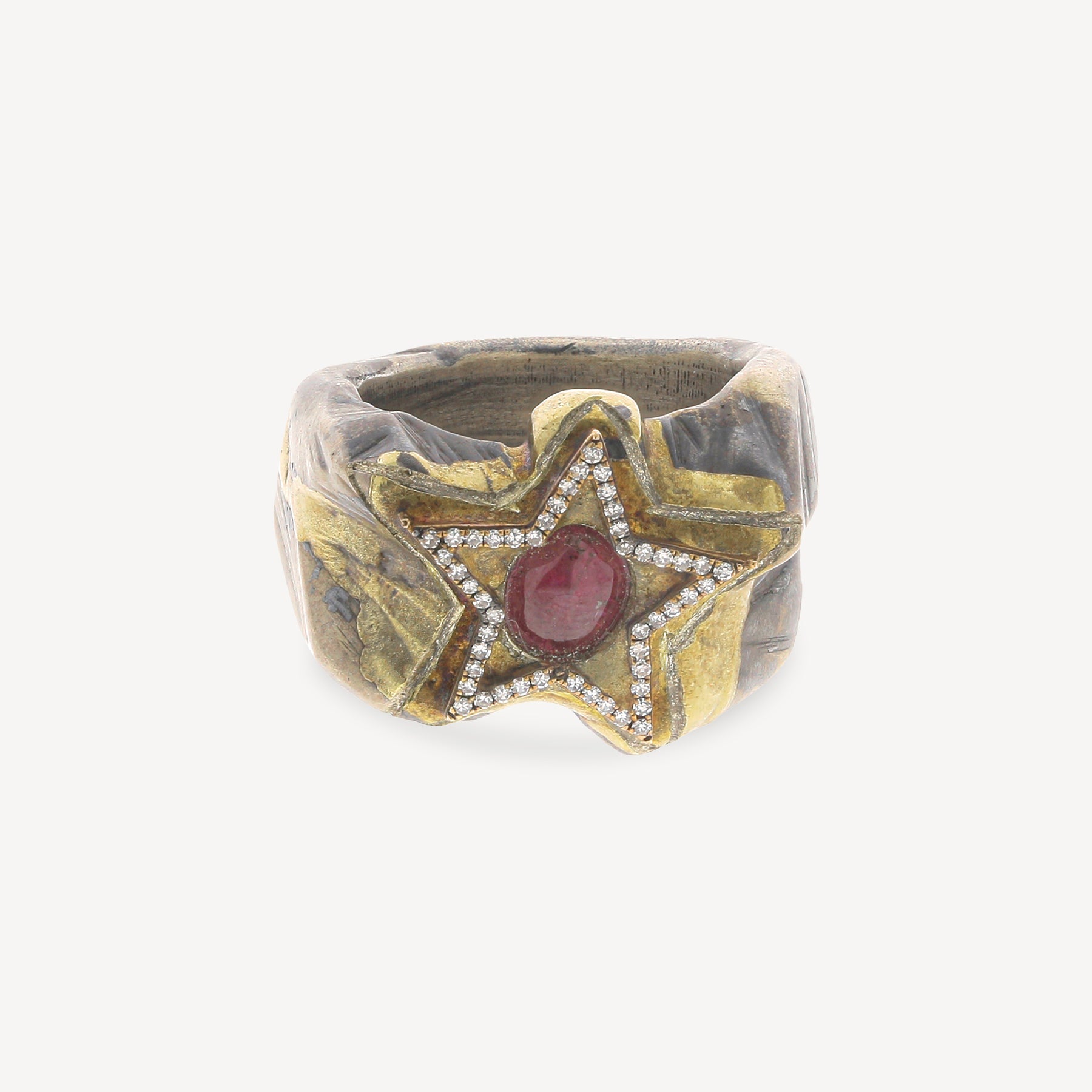 Bague Rubis Argent et Or Jaune