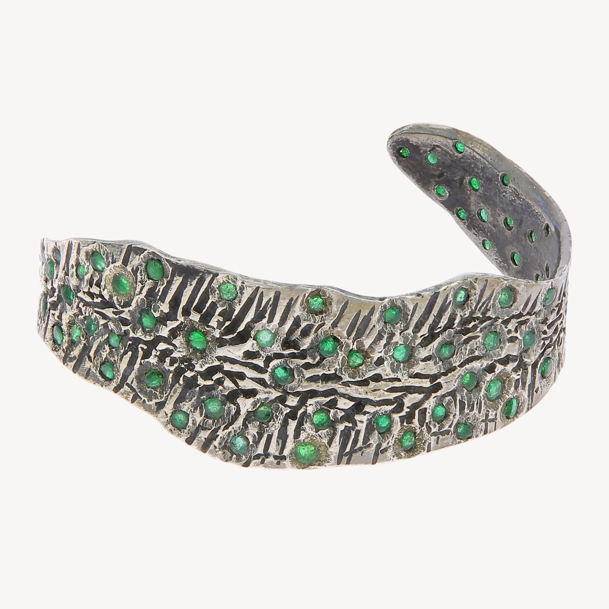Large Multi Emerald Cuff Bracelet
