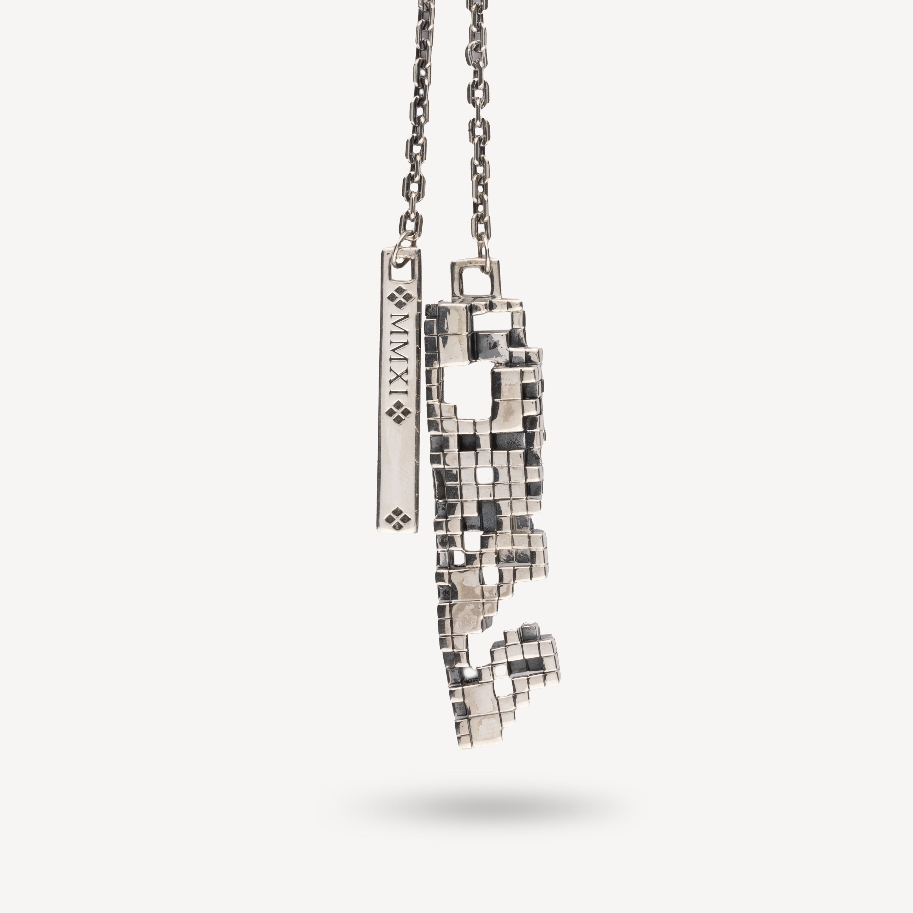 Blockchain Tower Necklace in Silver