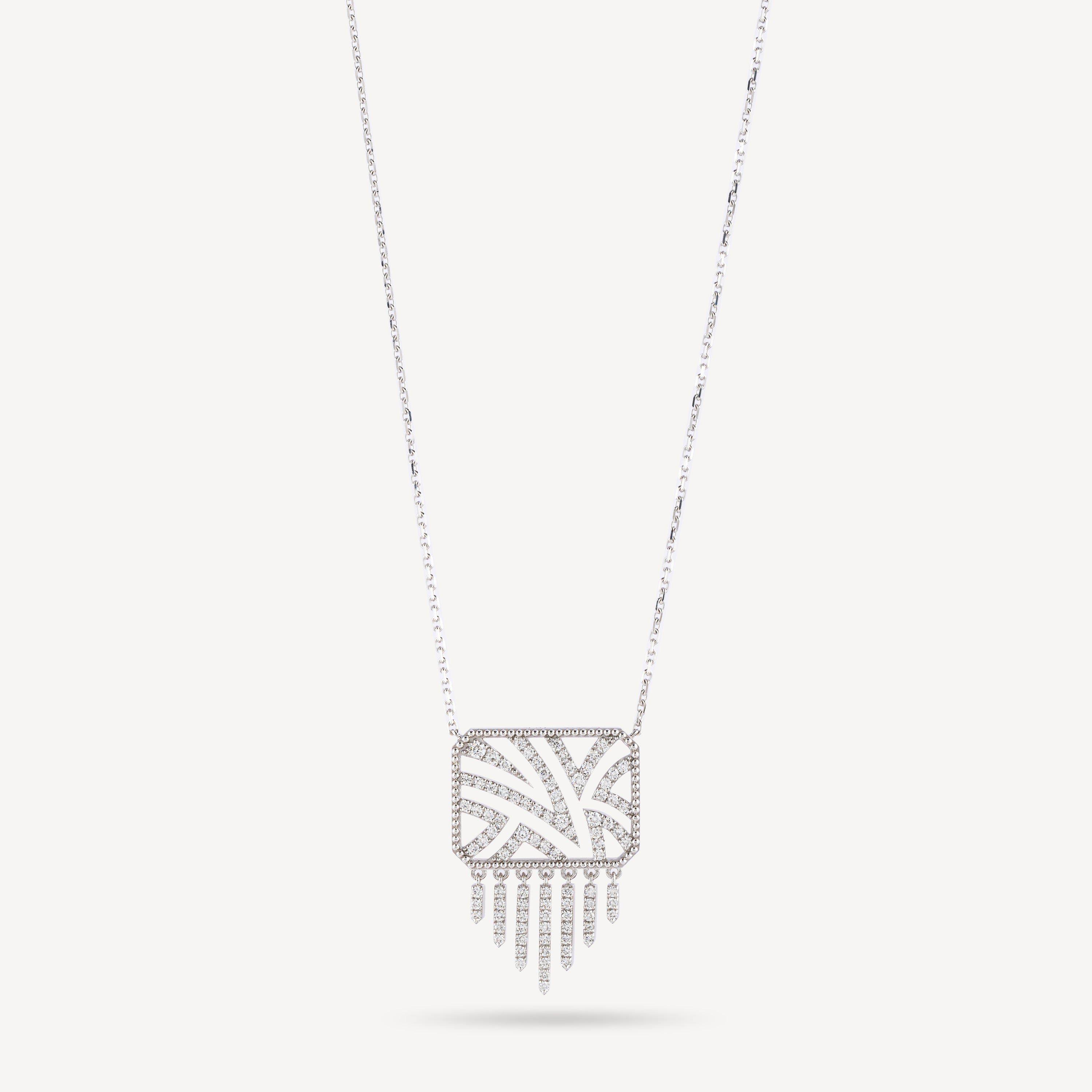 Haxo White Gold Diamond Tassel Necklace