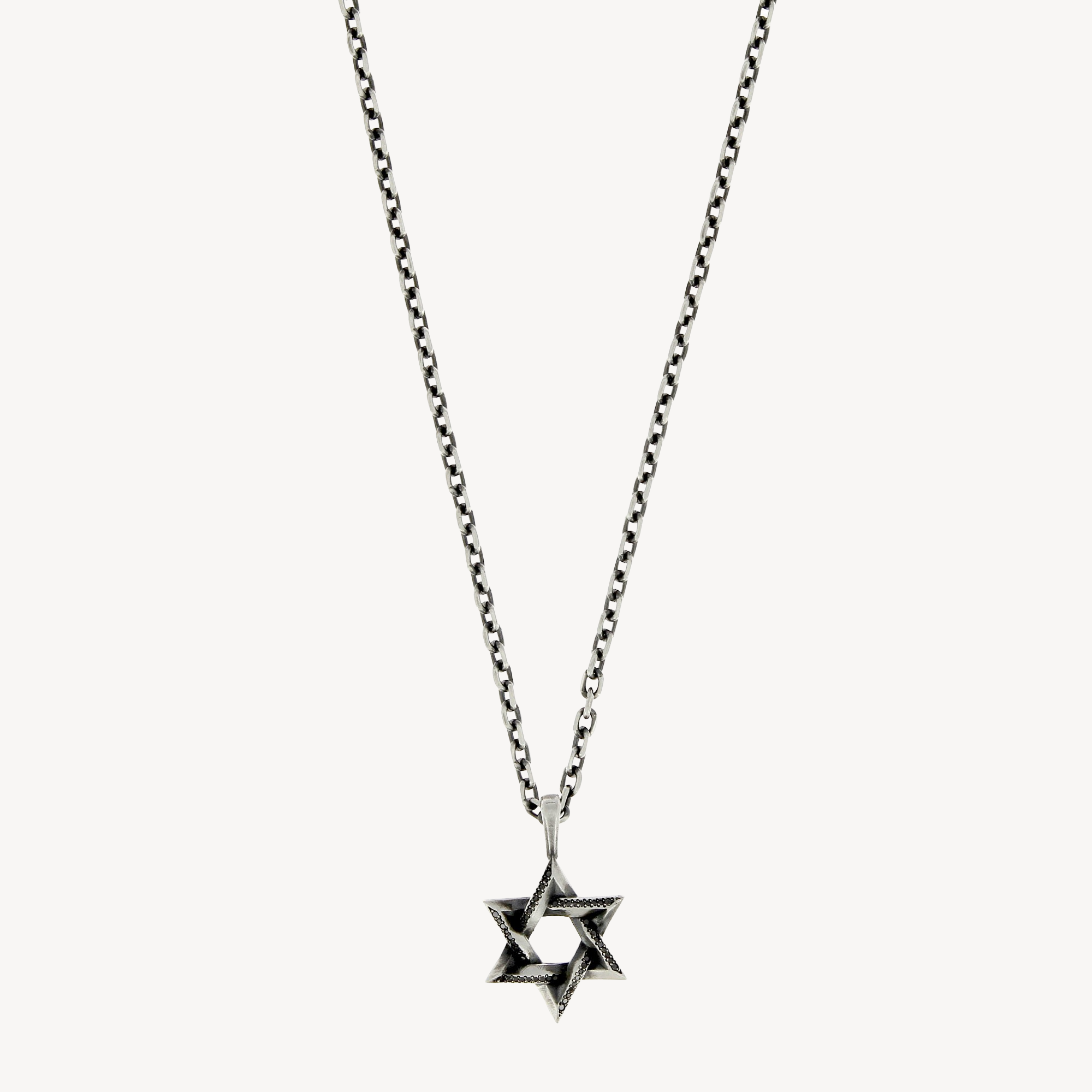 Silver Black Diamond Small Star Necklace
