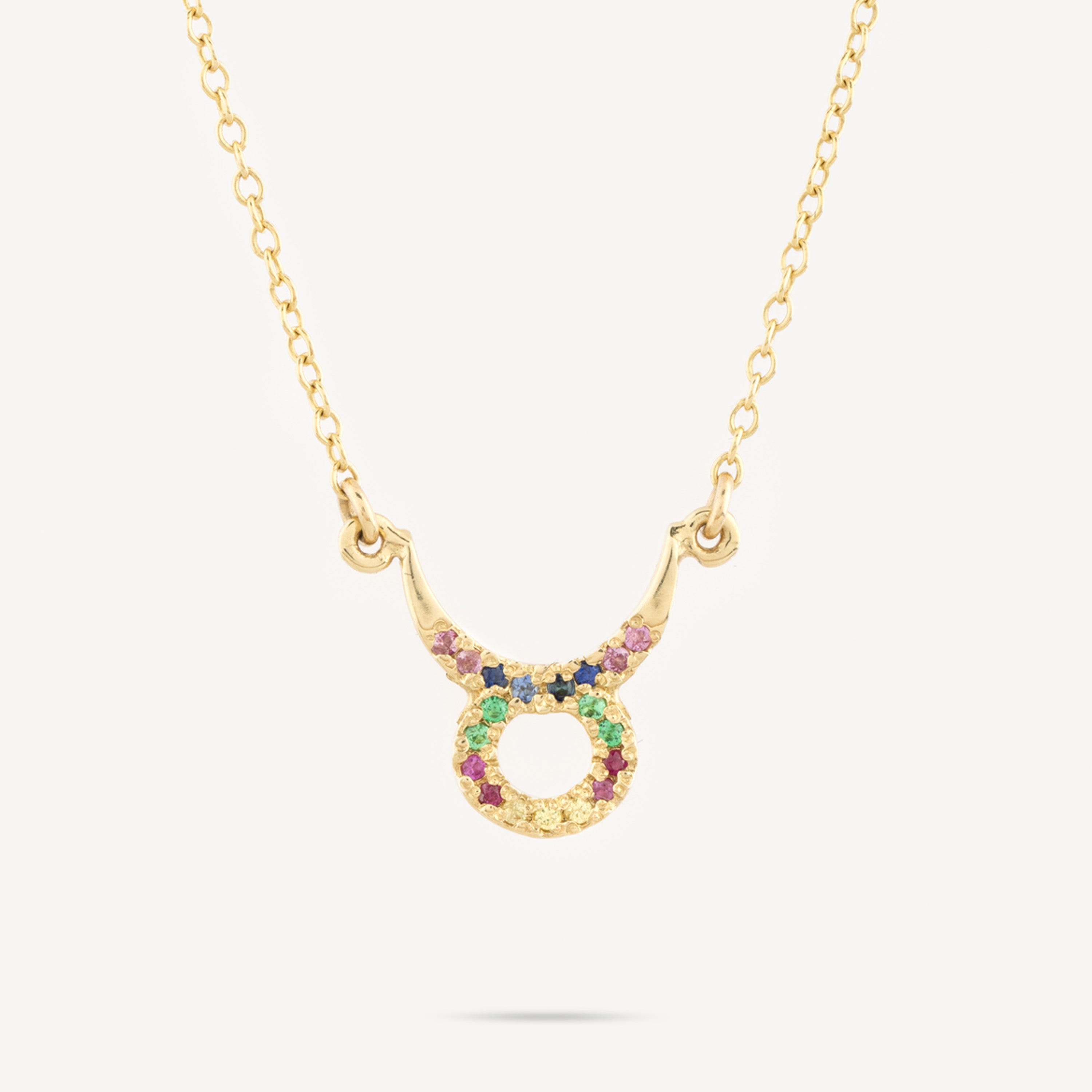 Zodiac Aries Necklace Multicolored Sapphires