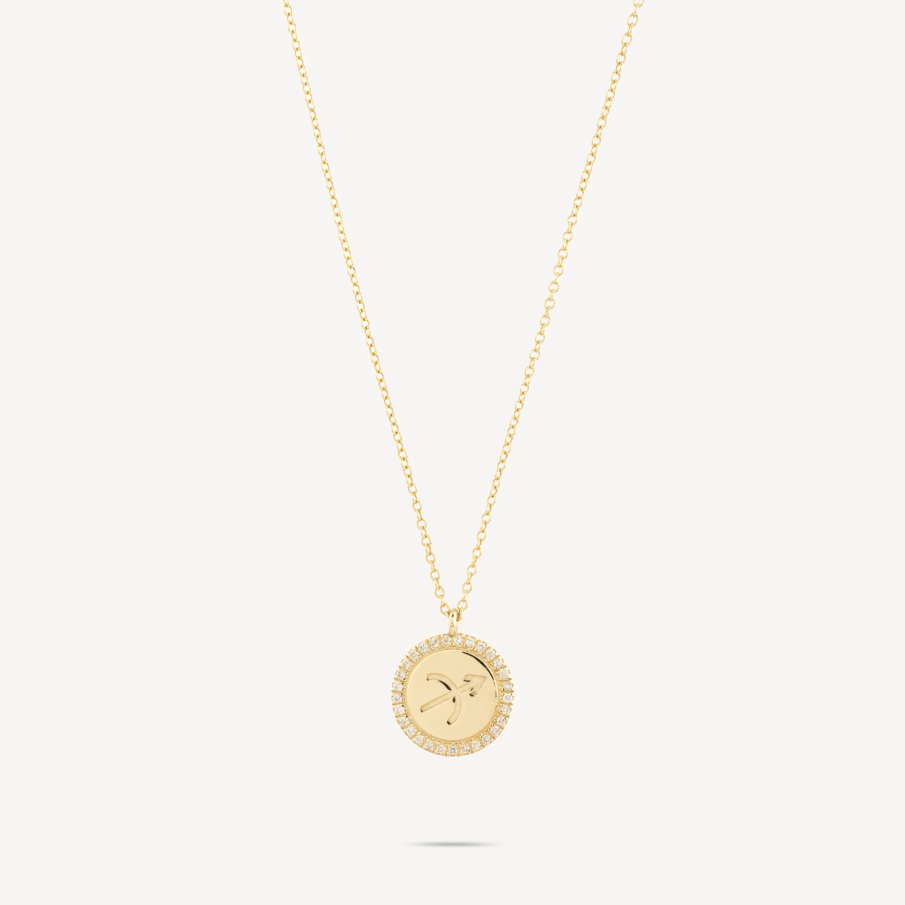 Zodiac Sagittarius medallion necklace with diamonds