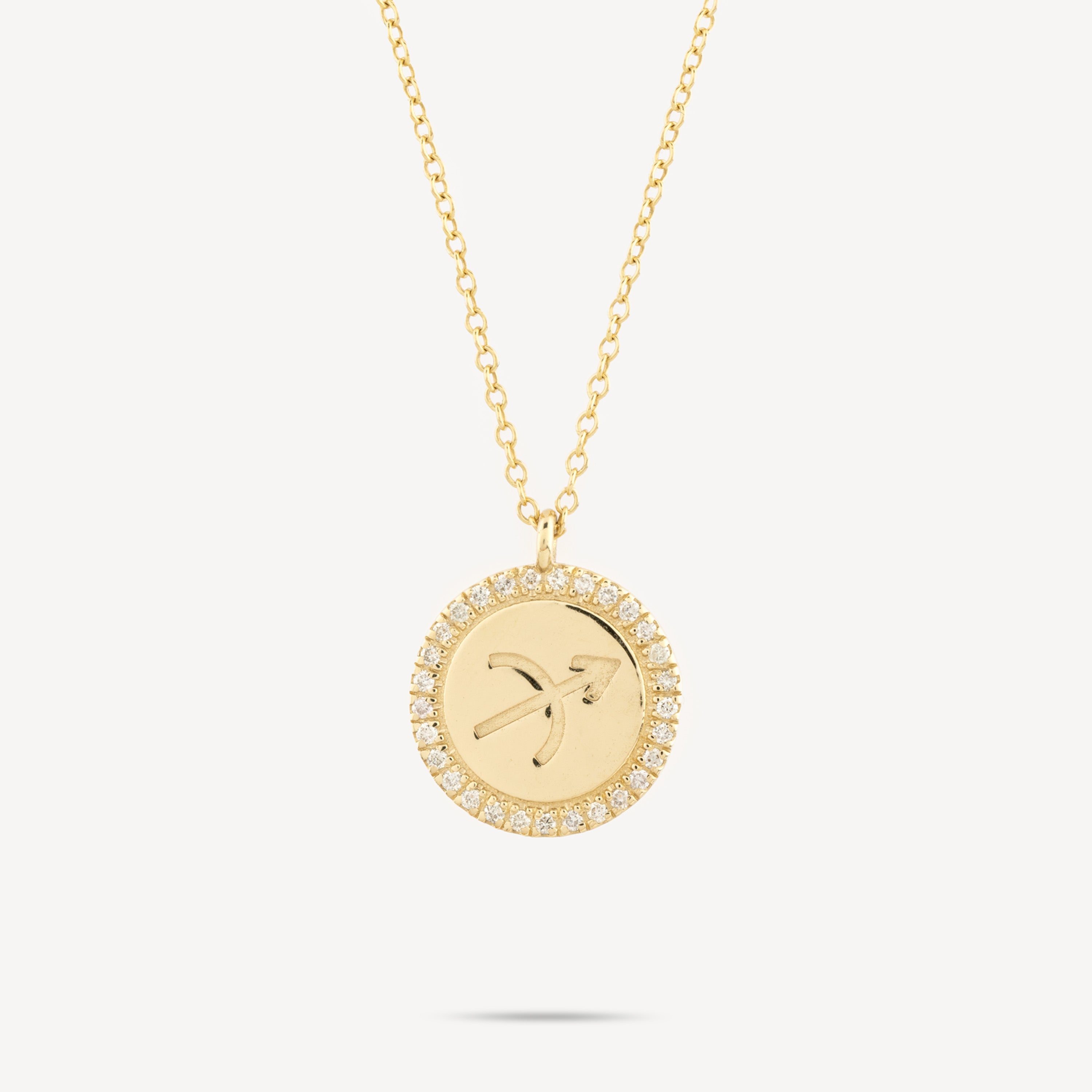 Zodiac Sagittarius medallion necklace with diamonds