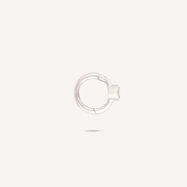 Piercing Créole 5mm Or Blanc Diamant 2mm