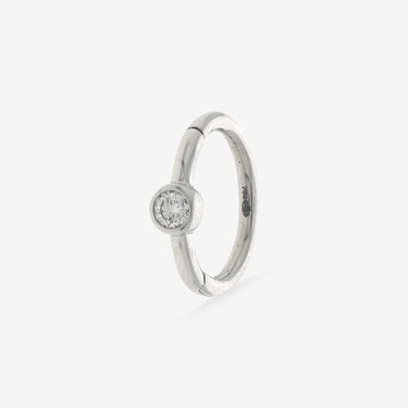 Piercing Créole 8mm Or Blanc Diamant 2mm