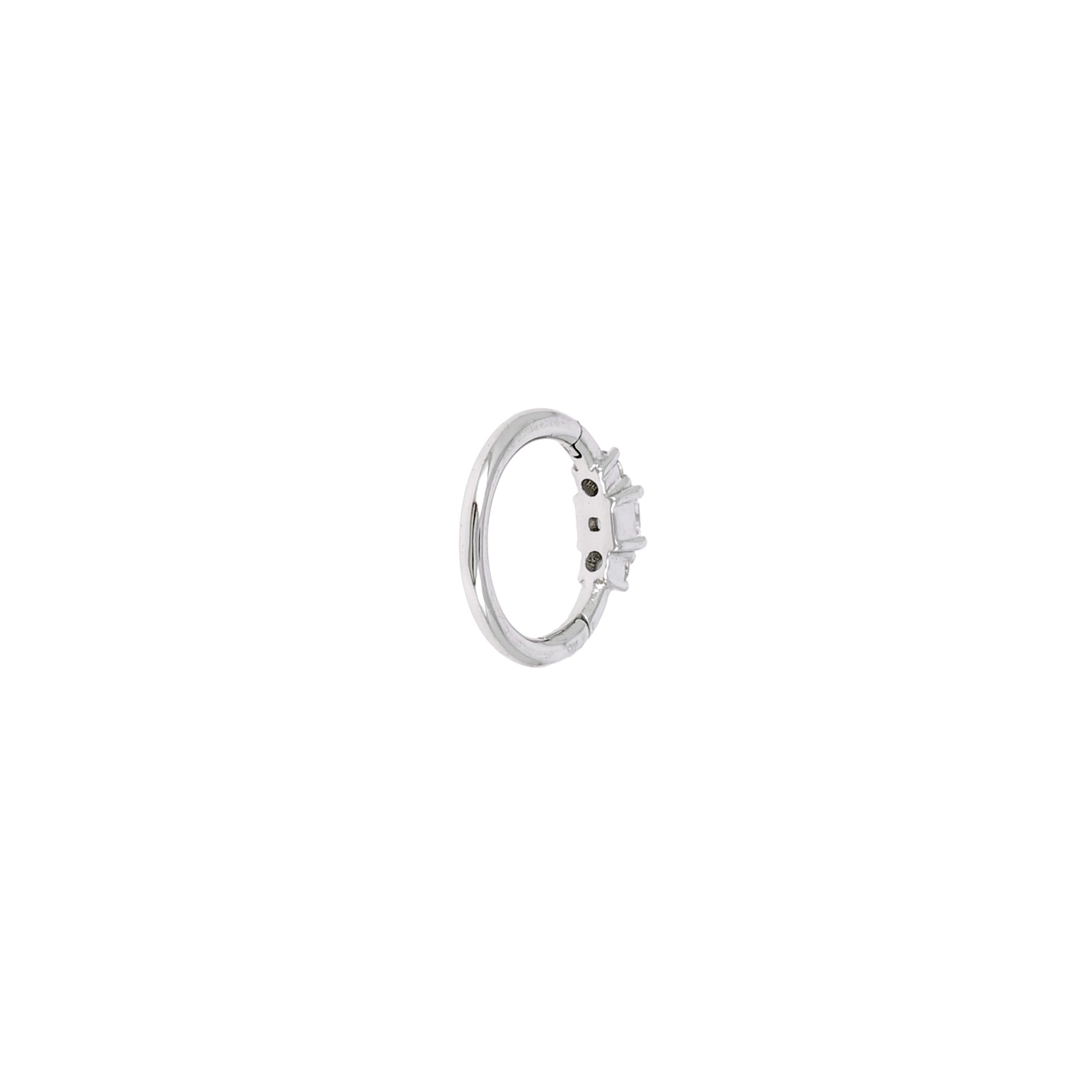 Créole 8mm Or Blanc et Diamants 2x2mm