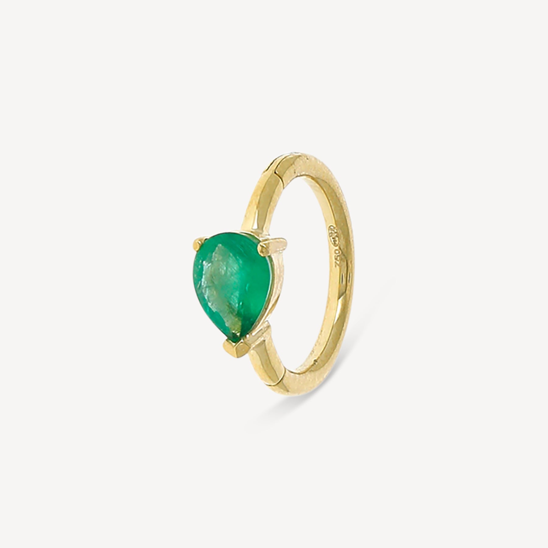 Créole 8mm Or Jaune Poire Emeraude 4.5x3mm