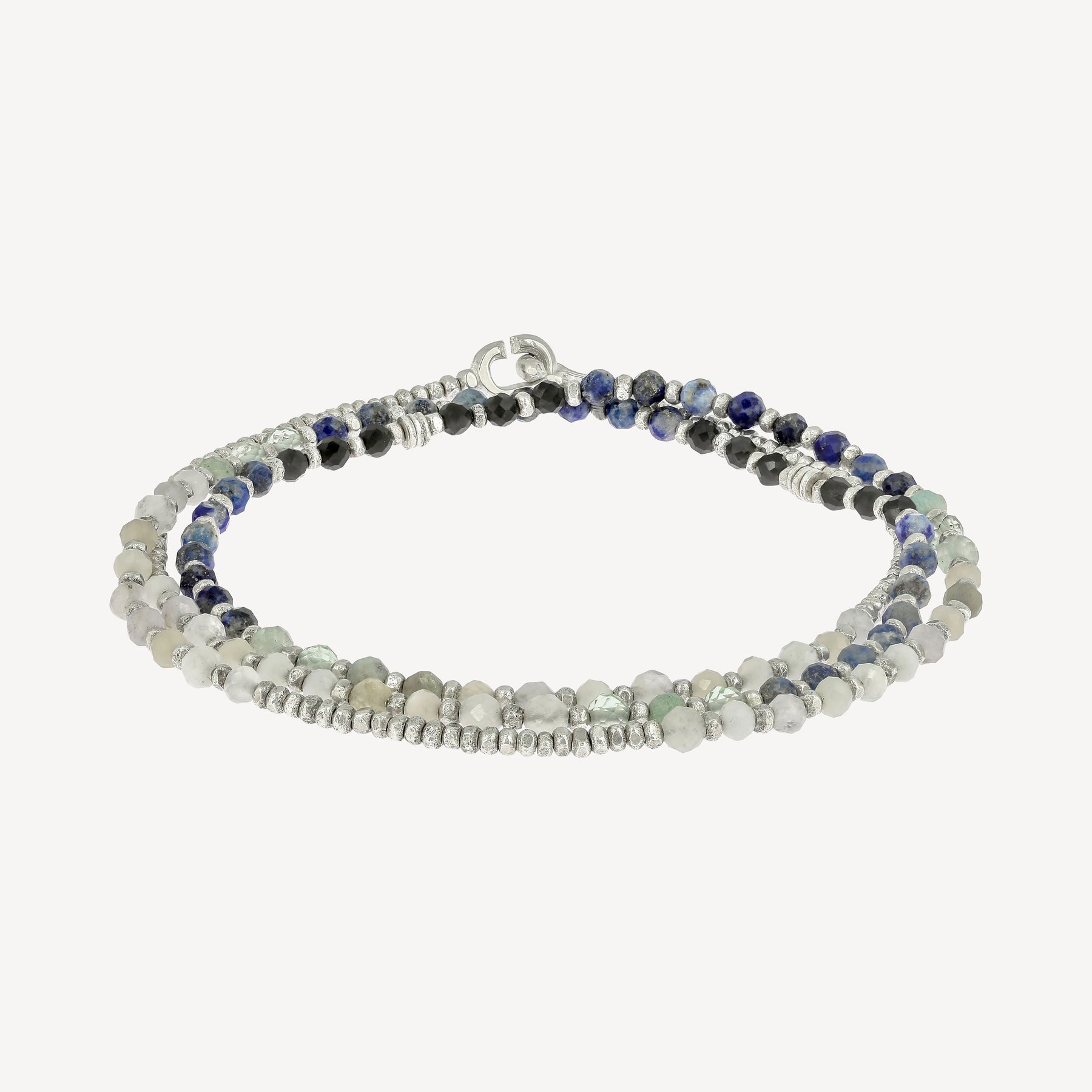 Kristall-Dreifach-Wickelarmband mit blauem Muster