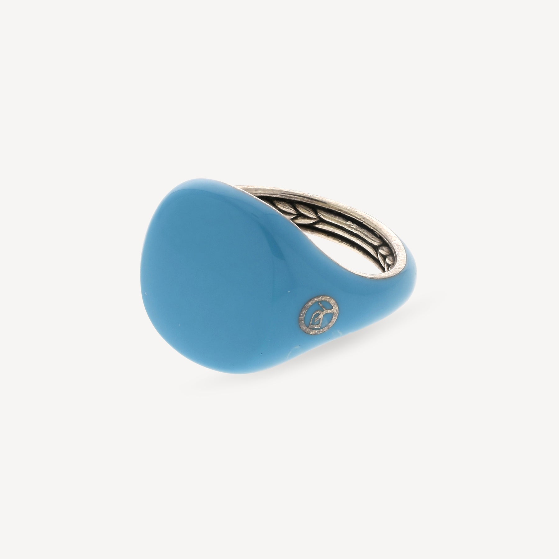 Chevalière Email Turquoise