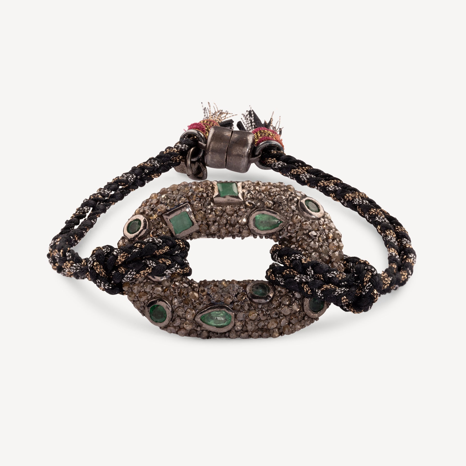 Armband mit Smaragd- und dunklem Diamantverschluss