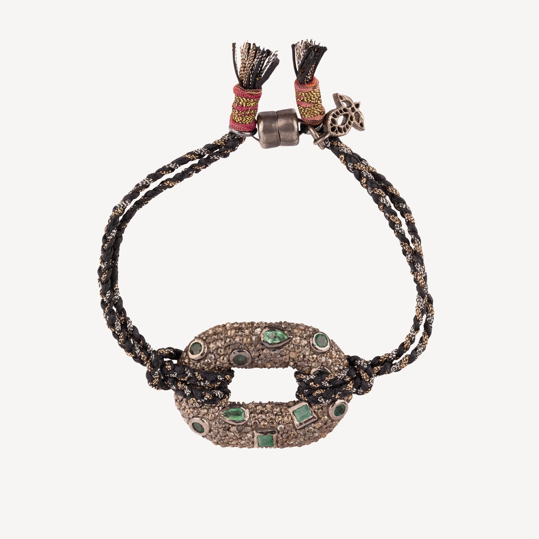 Armband mit Smaragd- und dunklem Diamantverschluss