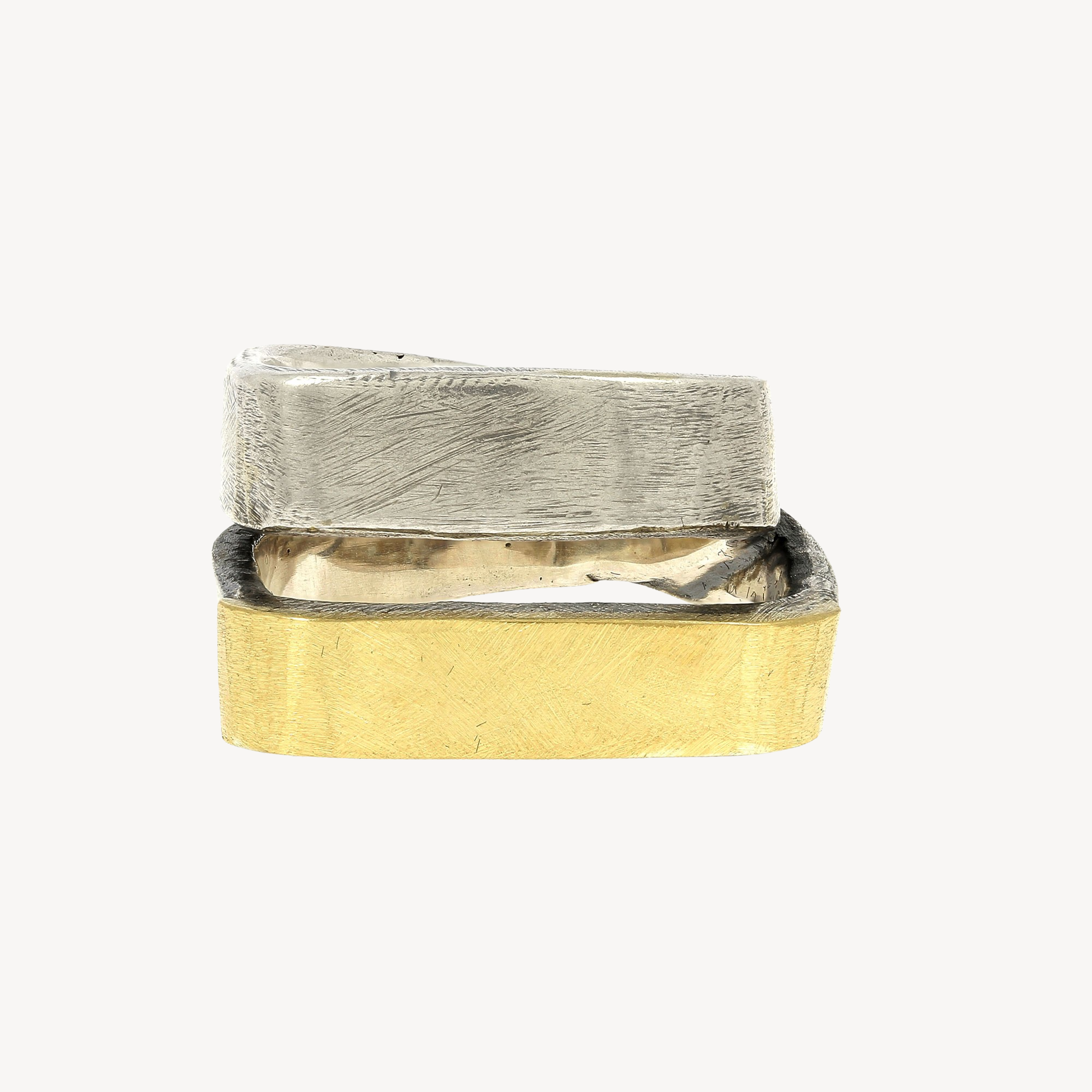 Gold Square Double Ring