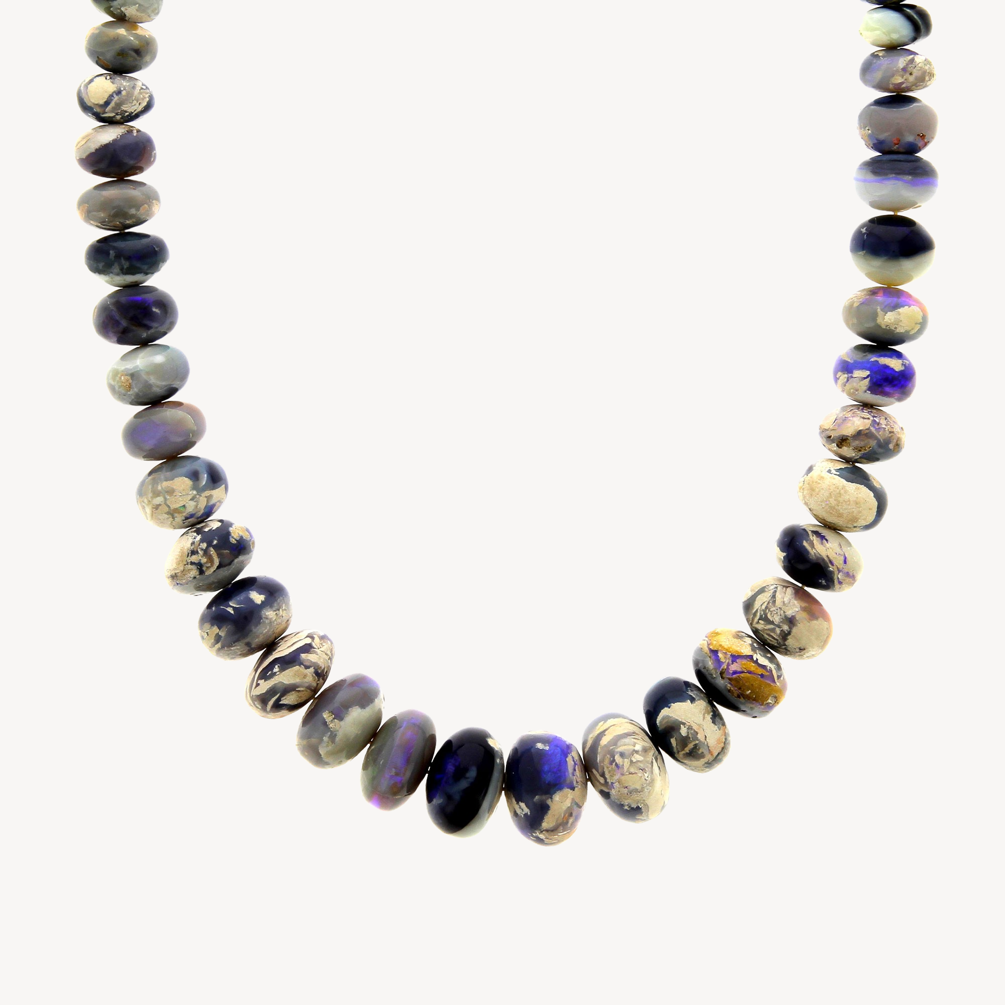 Graduated Purple White Opal Beaded Necklace