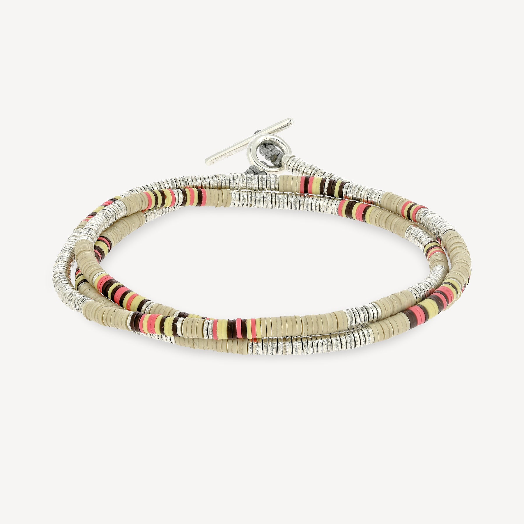 Komodo Dreifach-Wickelarmband, hellbraunes Muster