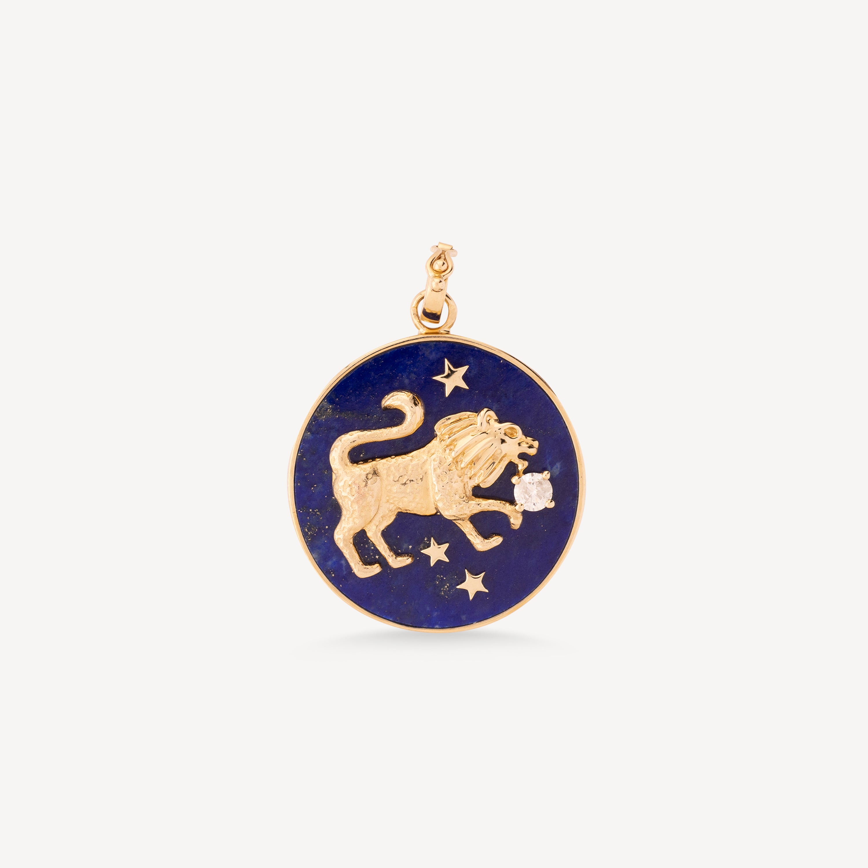Lapis Lion with Diamond Pendant