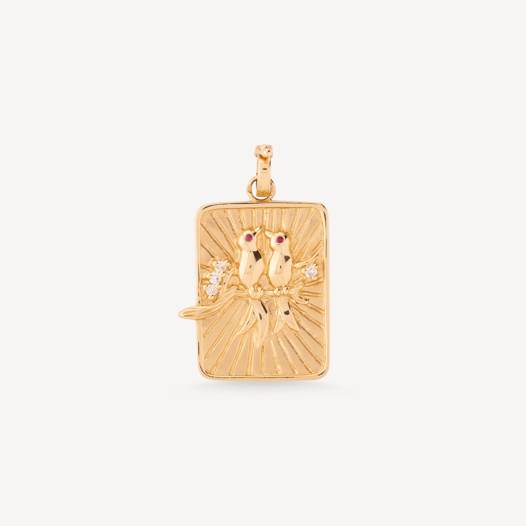 Großer klassischer Lovebirds-Anhänger aus Gold