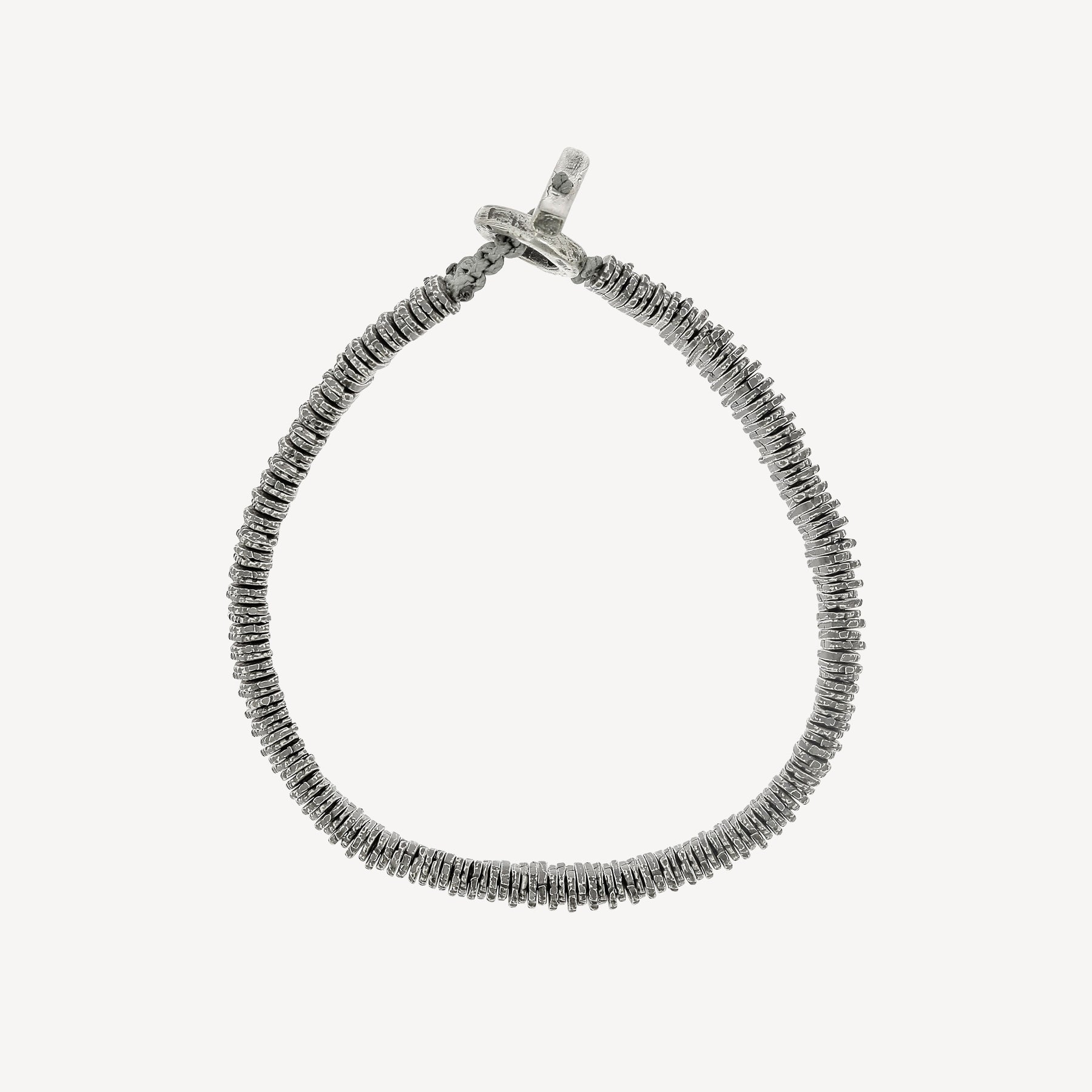 Bracelet Code-Barres en Argent Vieilli