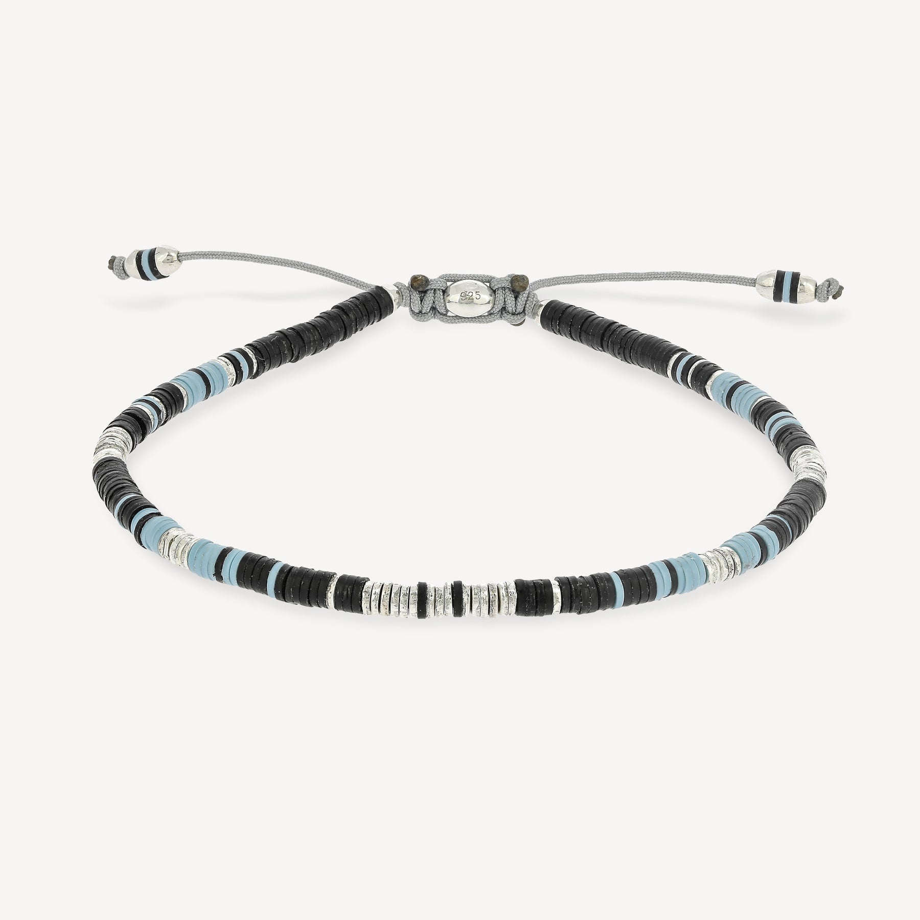 Mini-Rizon-Armband mit schwarzen Musterperlen