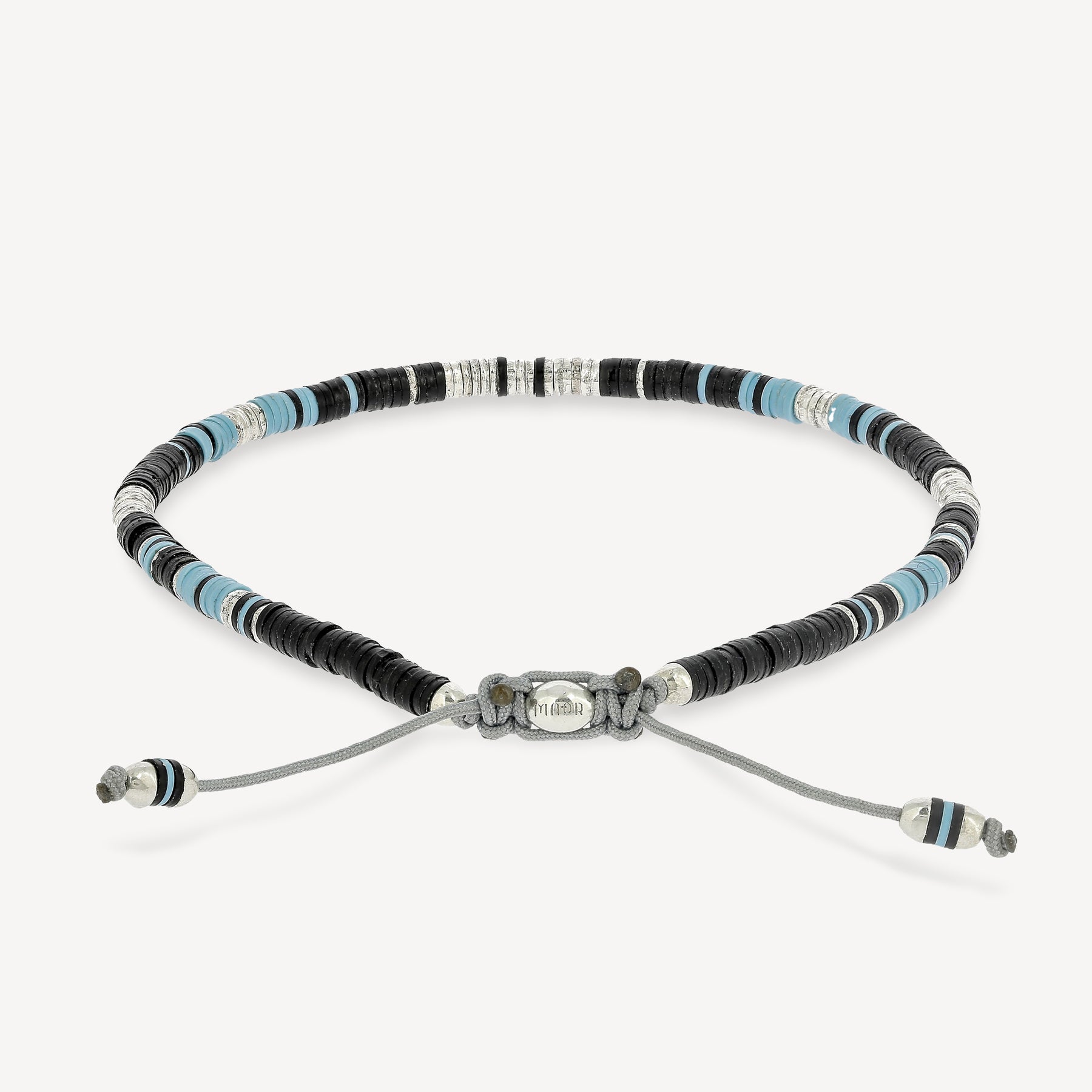 Mini-Rizon-Armband mit schwarzen Musterperlen