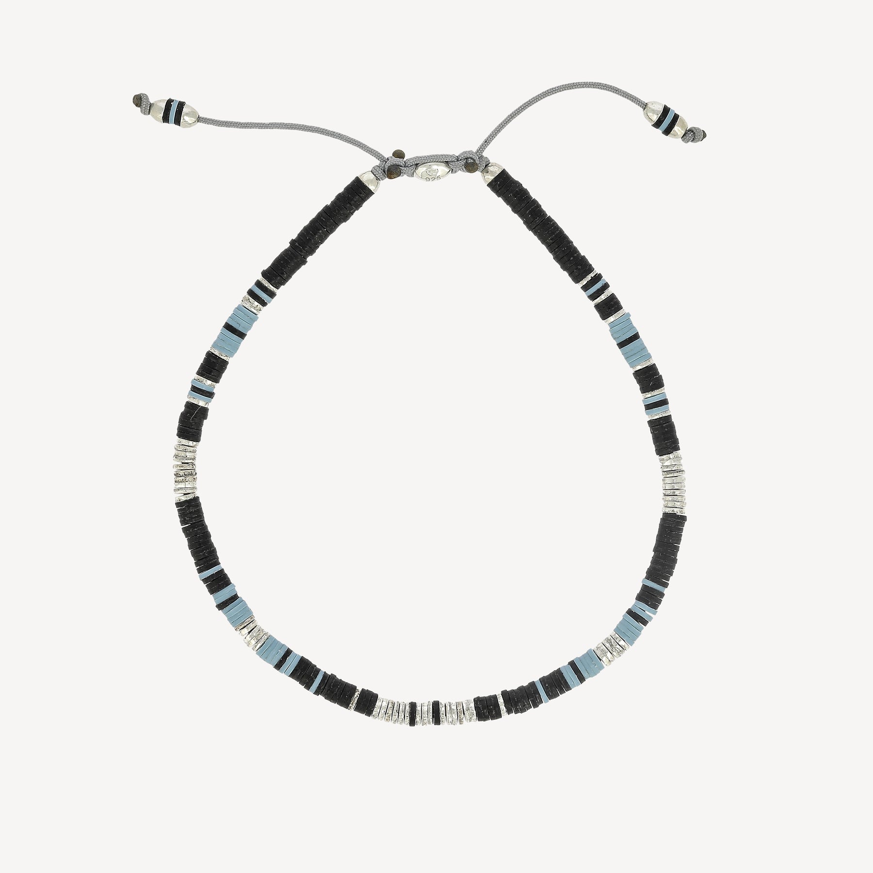Mini-Rizon-Armband mit schwarzen Musterperlen