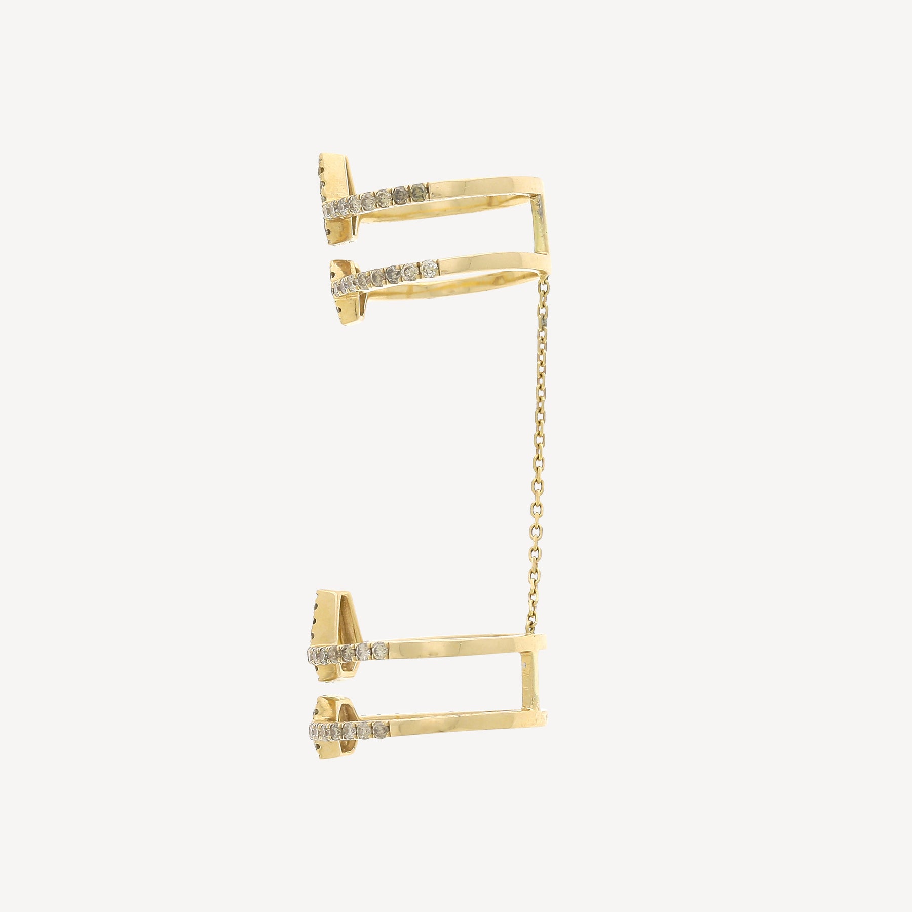 Bague Pave Brown Diamond Hexagon Double Chain